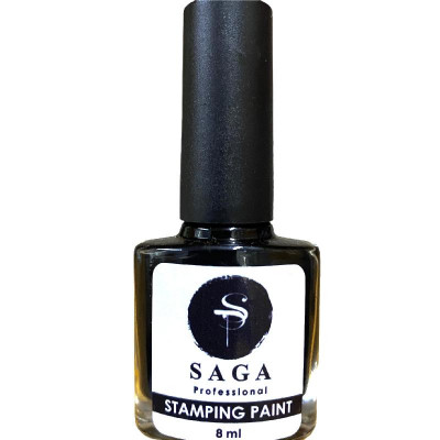 Saga Stamping Paint Лак-фарба для стемпінга Чорна 8ml
