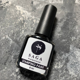 Saga Stamping Paint Лак-фарба для стемпінга  Чорна з липким шаром 8ml