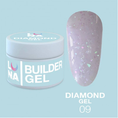 Luna Gel Diamond #09 Гель кольоровий з голографічними пластивцями 15ml