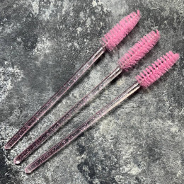 Щітки для брів нейлон (ручка прозора рожеві) 50шт